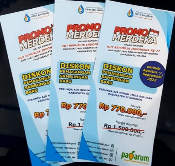 Dalam Rangka HUT Kemerdekaan RI ke 77, PERUMDA Air Minum Tirta Baluran Obral Diskon