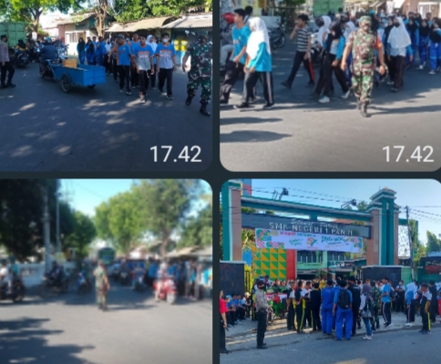 Jalan Sehat di Hari Ulang Tahun SMK Negeri 1 Panji Bersama Anggota Koramil dan Polsek