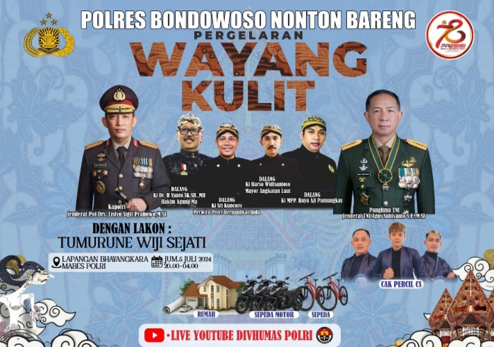 Kapolres Bondowoso Beserta Jajarannya Nobar Pagelaran Wayang Kulit