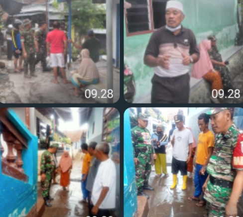 Babinsa dan Petugas Gabungan Cek Perkampungan di Ardirejo yang Terdampak Hujan Deras