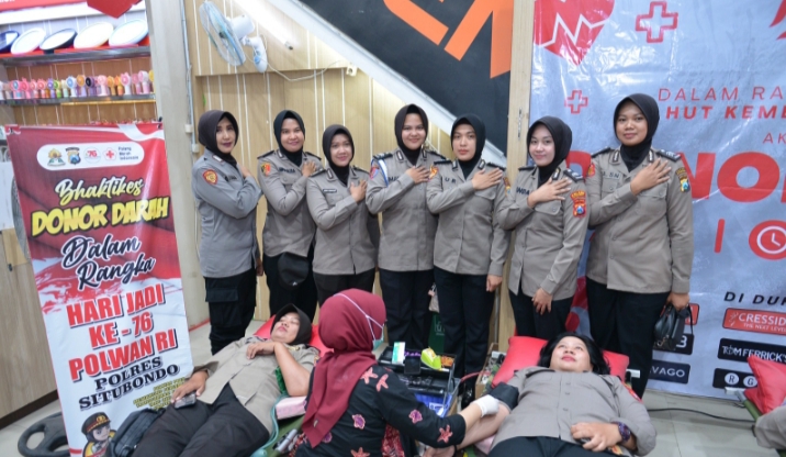 Hari Jadi Polwan ke 76, Srikandi Polres Situobndo Gelar Aksi Sosial Donor Darah