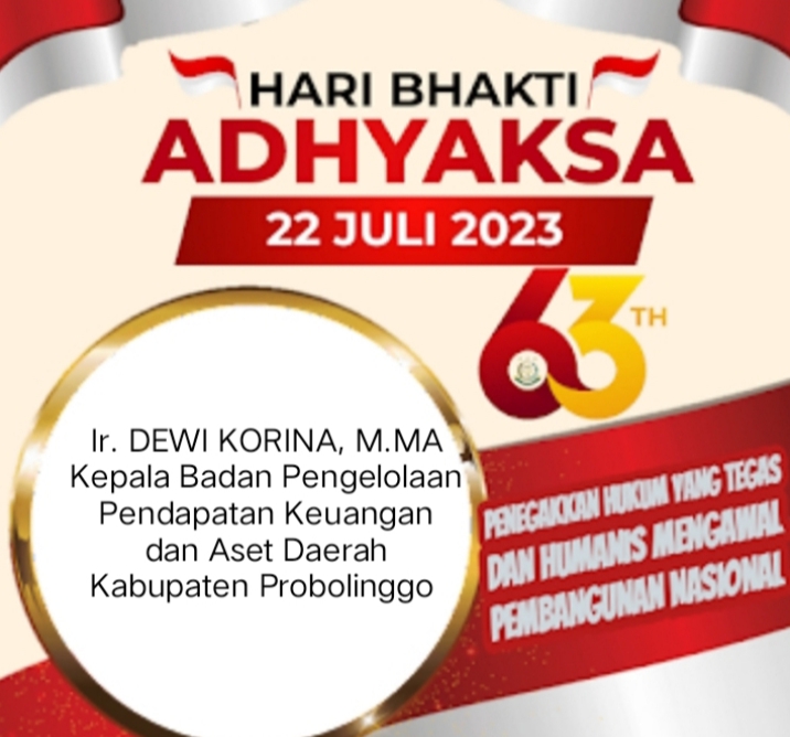 Ir. Dewi Korina M MM, Kepala BPPKAD Probolinggo Ucapkan Selamat Hari Bhakti Adhyaksa ke-63