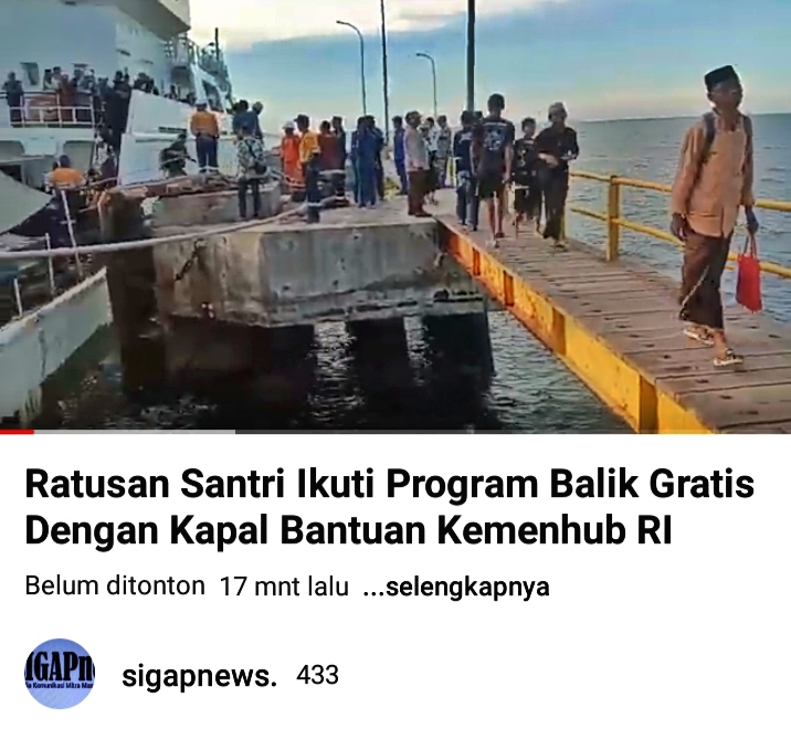 Ratusan Santri Asal Raas Madura Ikuti Program Balik Gratis Dengan Kapal Bantuan Kemenhub RI