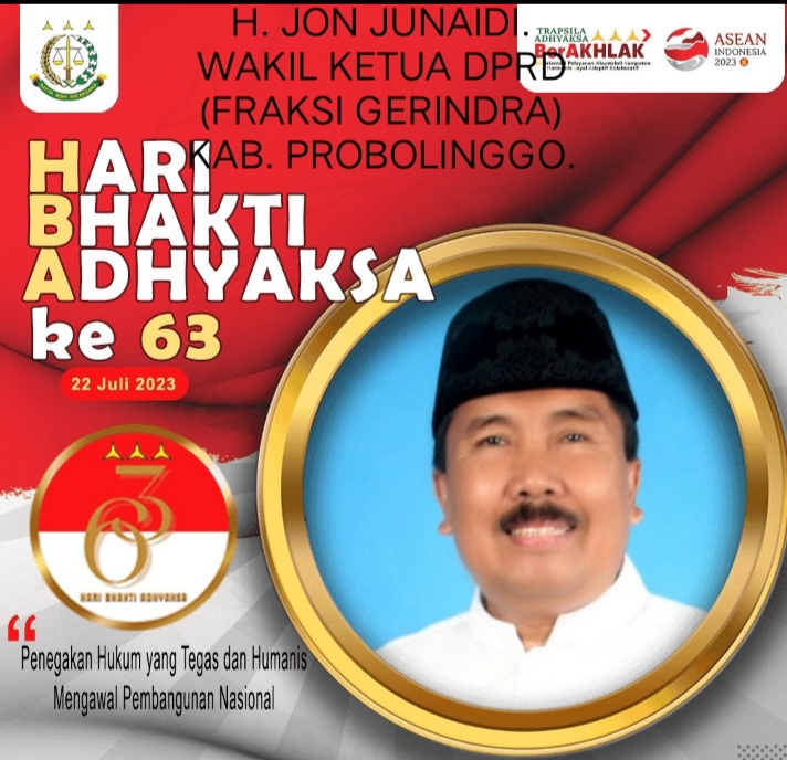 H Jon Junaidi, Waka DPRD Probolinggo, Sampaikan Selamat Hari Bhakti Adhyaksa ke-63 Kejari Kraksaan